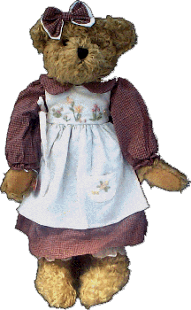 Plush Bear in Red Gingham Dress and Apron